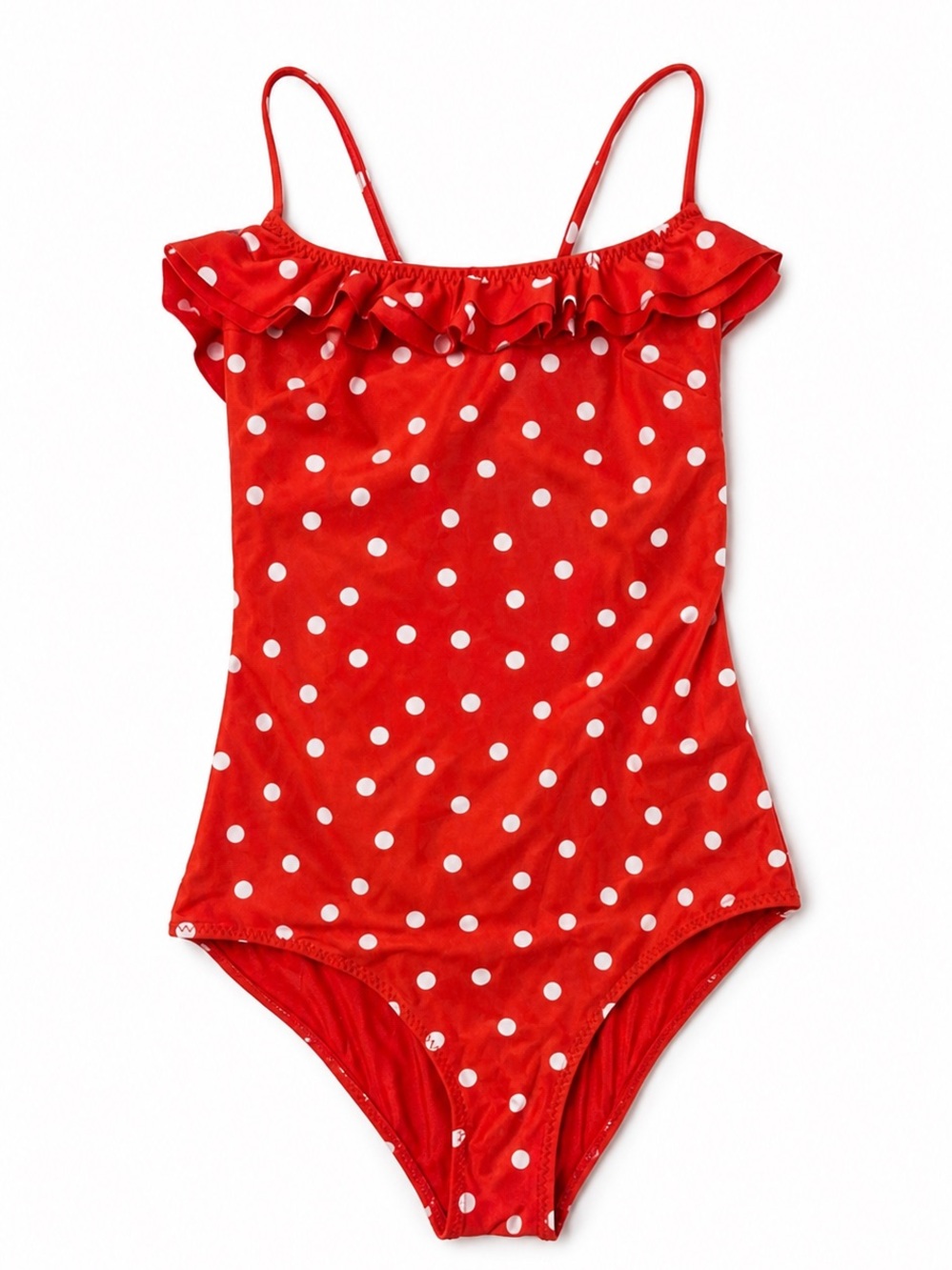 Red Polka Dot Ruffle One-Piece Swimsuit - Picture 2 of 4